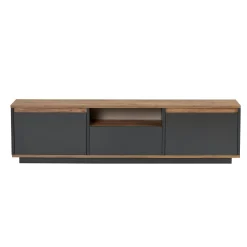 Meuble TV 3 portes décor pin et anthracite MARFA