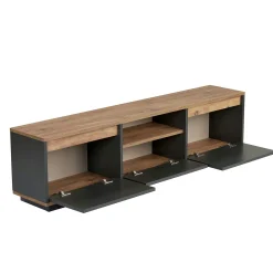 Meuble TV 3 portes décor pin et anthracite MARFA