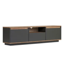Meuble TV 3 portes décor pin et anthracite MARFA