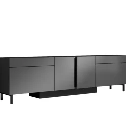 Meuble TV 4 portes gris foncé LED à télécommande AURA