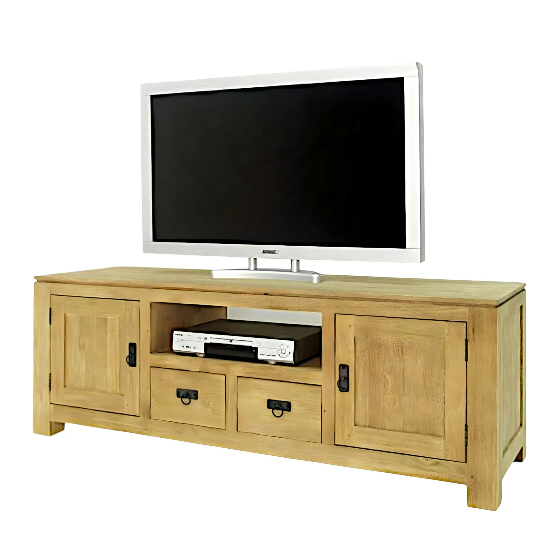 Meuble TV 4 portes hévéa 160cm HELENA