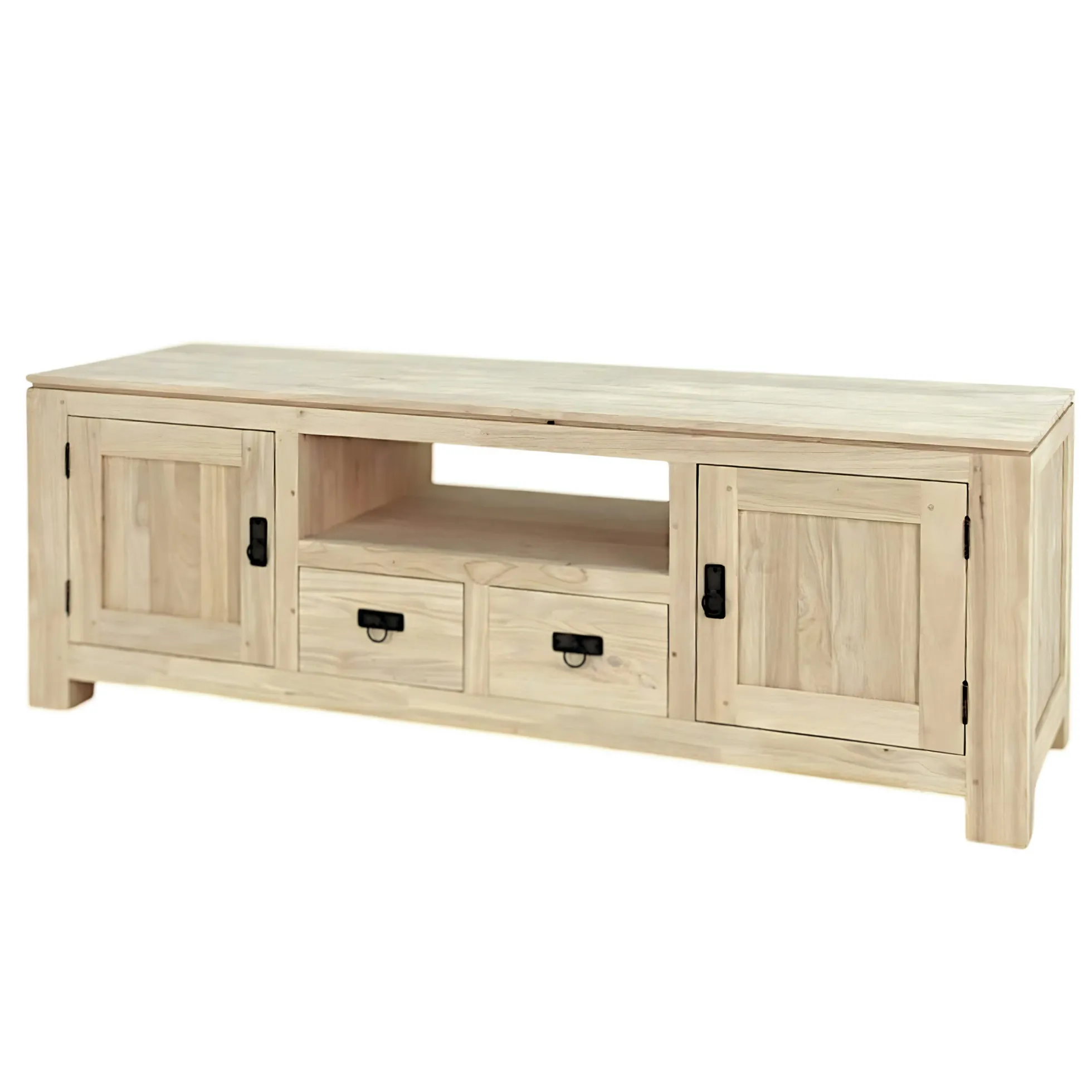 Meuble TV 4 portes hévéa 160cm HELENA