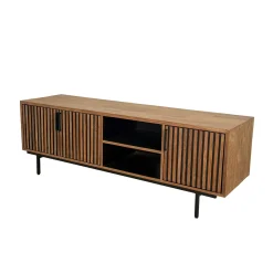 Meuble TV 3 portes 2 niches teck recyclé FANO