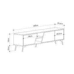 Meuble TV scandinave décor bois clair 1 porte blanche JENA