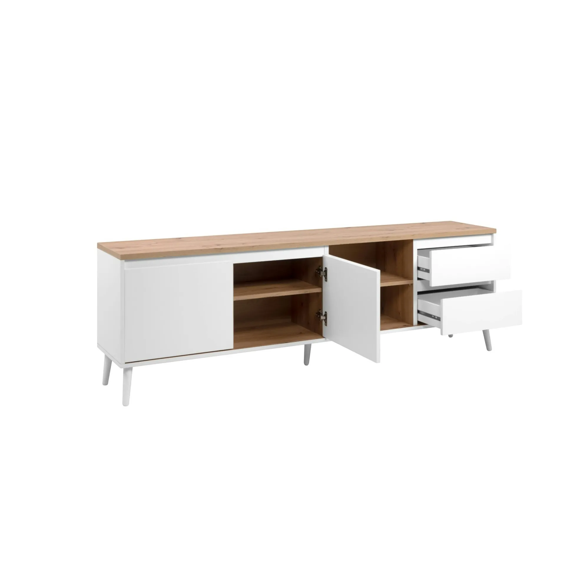 Meuble TV scandinave 2 portes 2 tiroirs ALVA