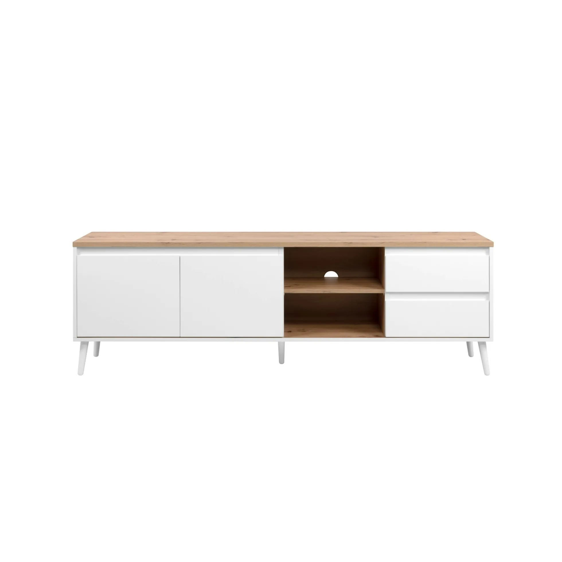 Meuble TV scandinave 2 portes 2 tiroirs ALVA