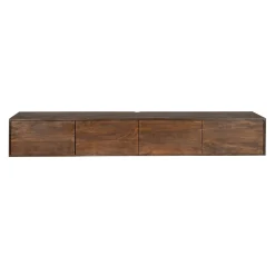 Meuble TV suspendu bois foncé 4 portes JUNO