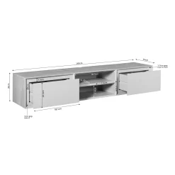 Meuble TV suspendu bois foncé 2 tiroirs 1 niche AERA