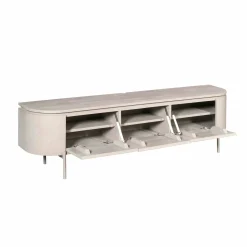 Meuble TV suspendu bois gris 3 portes AREZZO