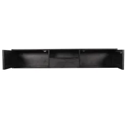 Meuble TV suspendu bois noir avec rangement 180 cm ALVERA