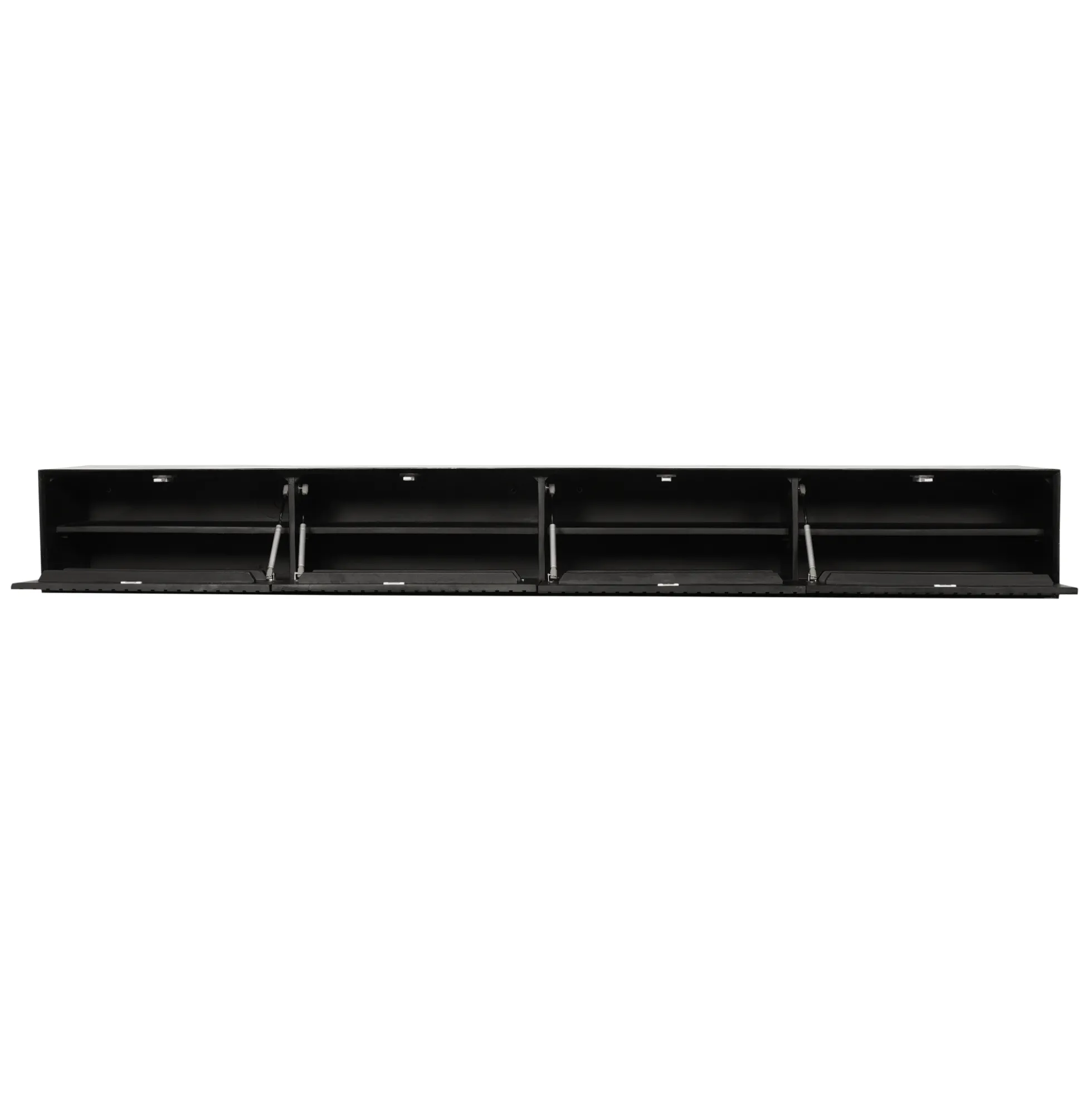 Meuble TV suspendu bois noir 4 portes rainurées 240 cm CORTINA