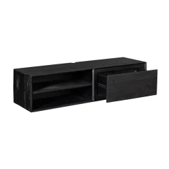 Meuble TV suspendu bois noir 1 tiroir 1 niche AERA
