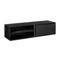 Meuble TV suspendu bois noir 1 tiroir 1 niche AERA