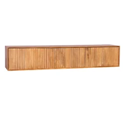 Meuble TV suspendu bois 3 portes rainurées CORTINA