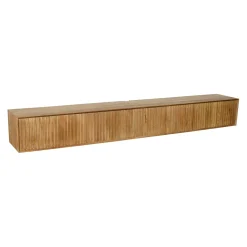 Meuble TV suspendu bois 4 portes rainurées 240 cm CORTINA