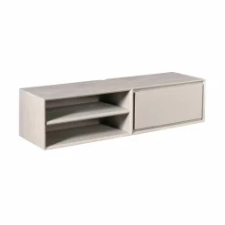 Meuble TV suspendu bois taupe 1 tiroir 1 niche AERA