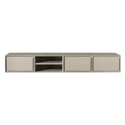 Meuble TV suspendu bois taupe 3 tiroirs 1 niche 200 cm AERA