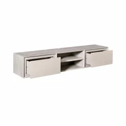 Meuble TV suspendu bois taupe 2 tiroirs 1 niche AERA