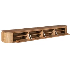 Meuble TV suspendu en bois, bords arrondis 200 cm AREZZO