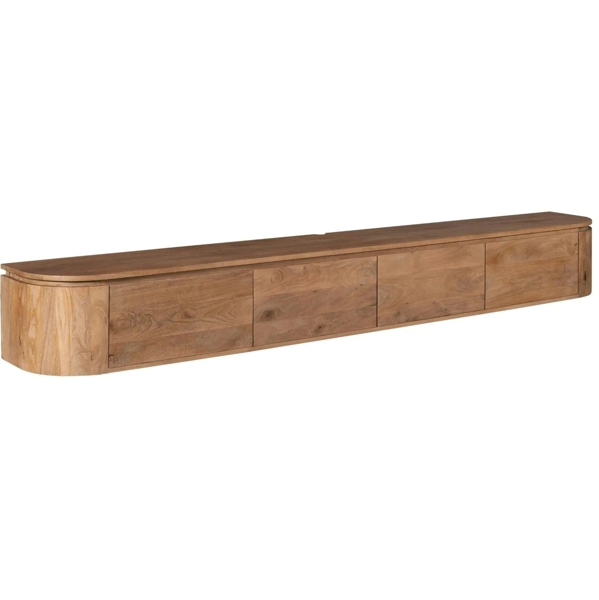 Meuble TV suspendu en bois, bords arrondis 200 cm AREZZO