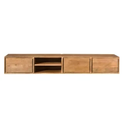 Meuble TV suspendu en bois 3 tiroirs 1 niche 200 cm AERA
