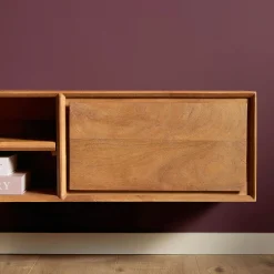 Meuble TV suspendu en bois 2 tiroirs 1 niche AERA