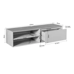 Meuble TV suspendu en bois 1 tiroir 1 niche AERA
