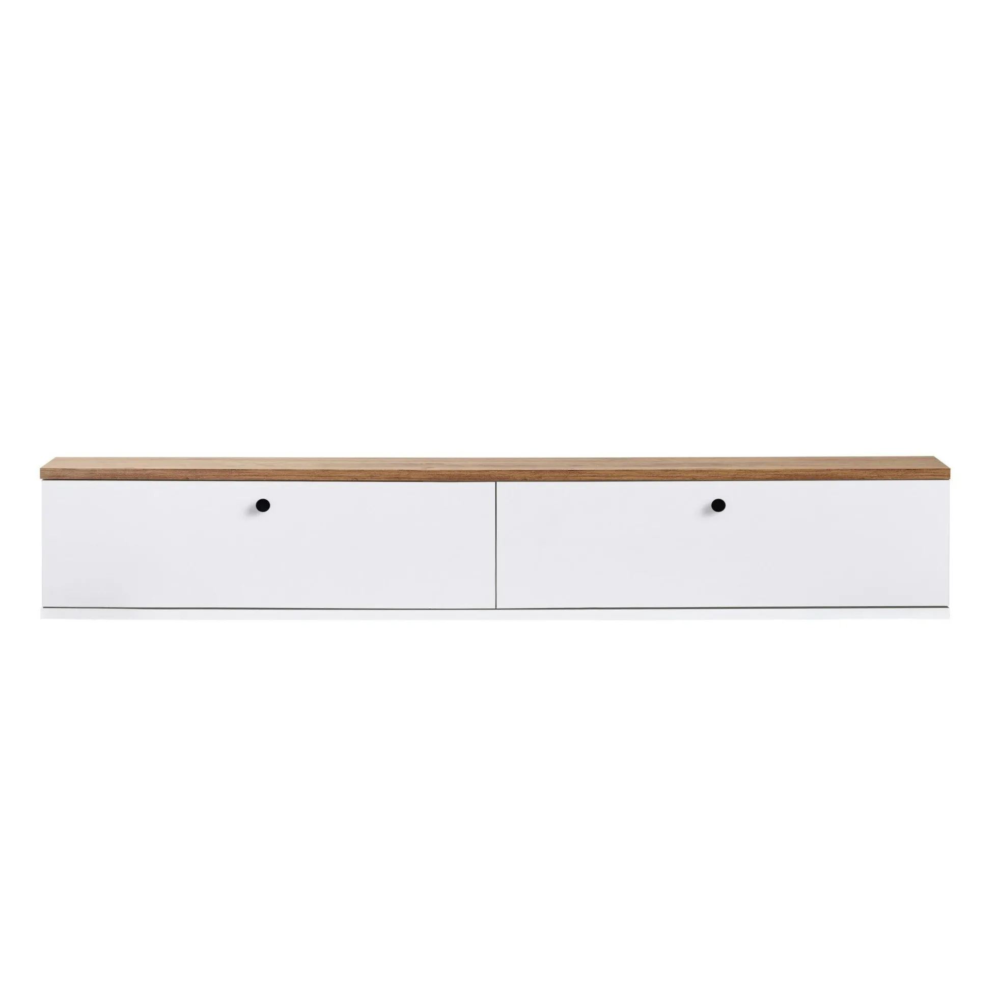 Meuble TV suspendu 2 portes décor pin et blanc MARFA