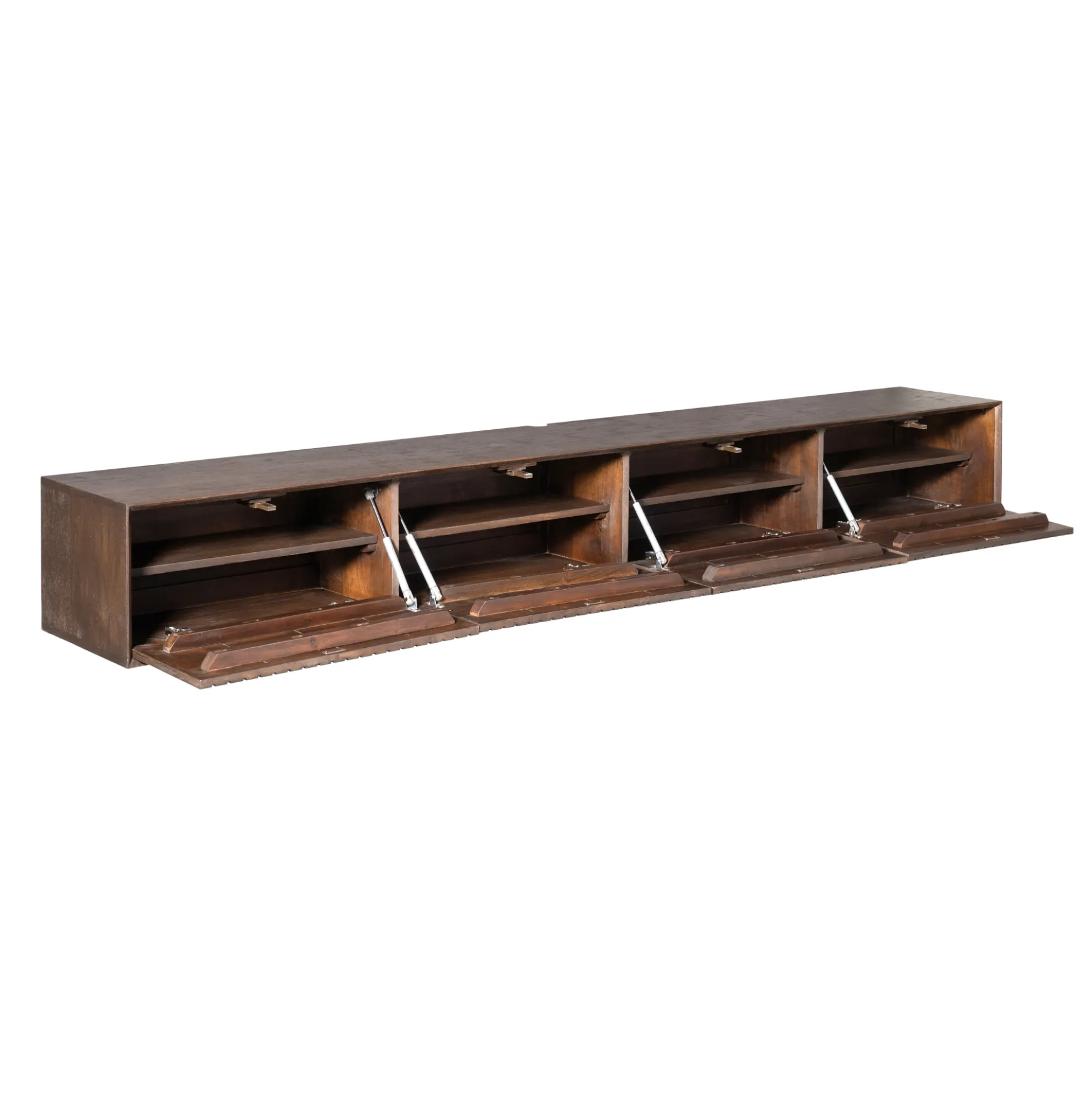 Meuble TV suspendu vintage 4 portes rainurées CORTINA