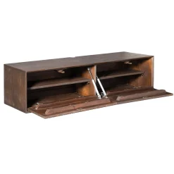 Meuble TV suspendu vintage 2 portes rainurées CORTINA