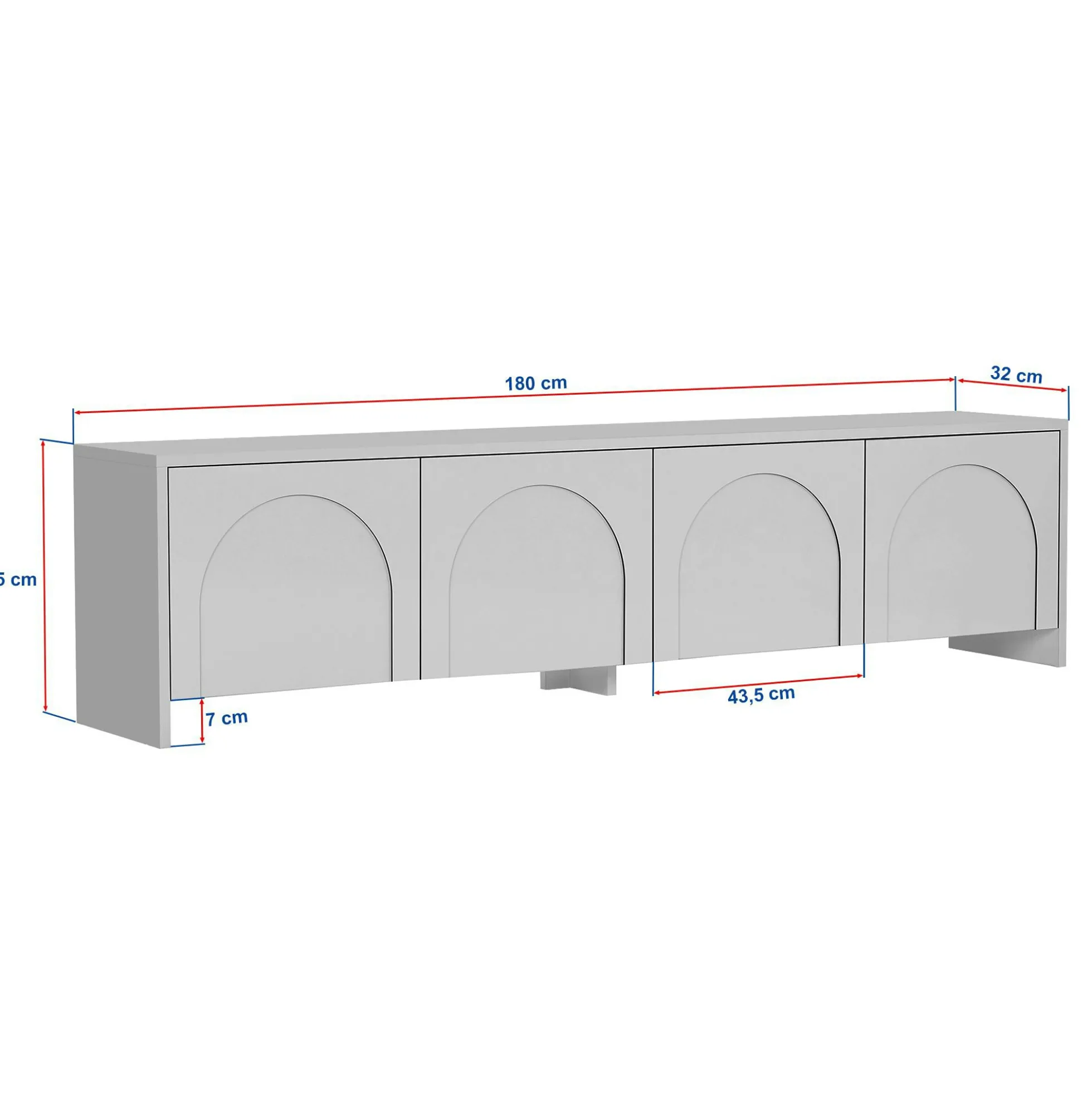 Meuble TV taupe 4 portes motif arches MARFA