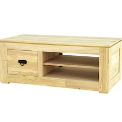 Meuble TV 1 tiroir hévéa 100x50x40cm HELENA