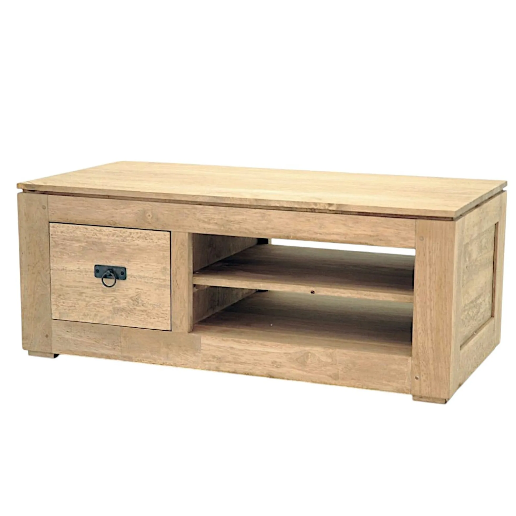 Meuble TV 1 tiroir hévéa 100x50x40cm HELENA