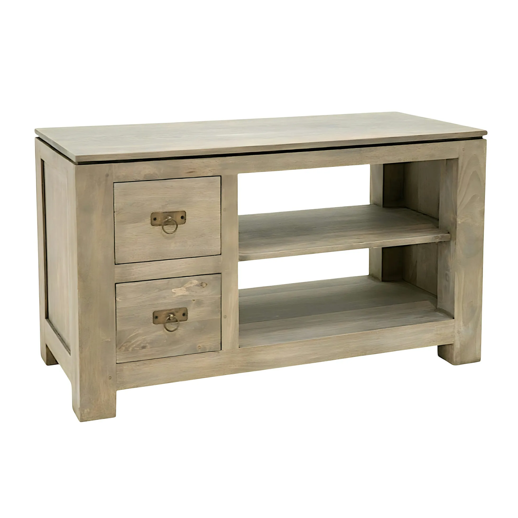 Meuble TV 2 tiroirs hévéa 100x45x58cm HELENA