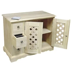 Meuble TV 3 tiroirs 2 portes hévéa 90x45x72cm MAORI