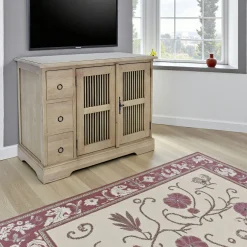 Meuble TV 3 tiroirs 2 portes hévéa 90x44x70cm MAORI