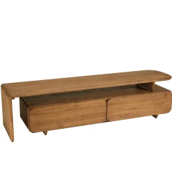 Meuble TV 2 tiroirs 160x40cm en bois de teck recyclé SWING
