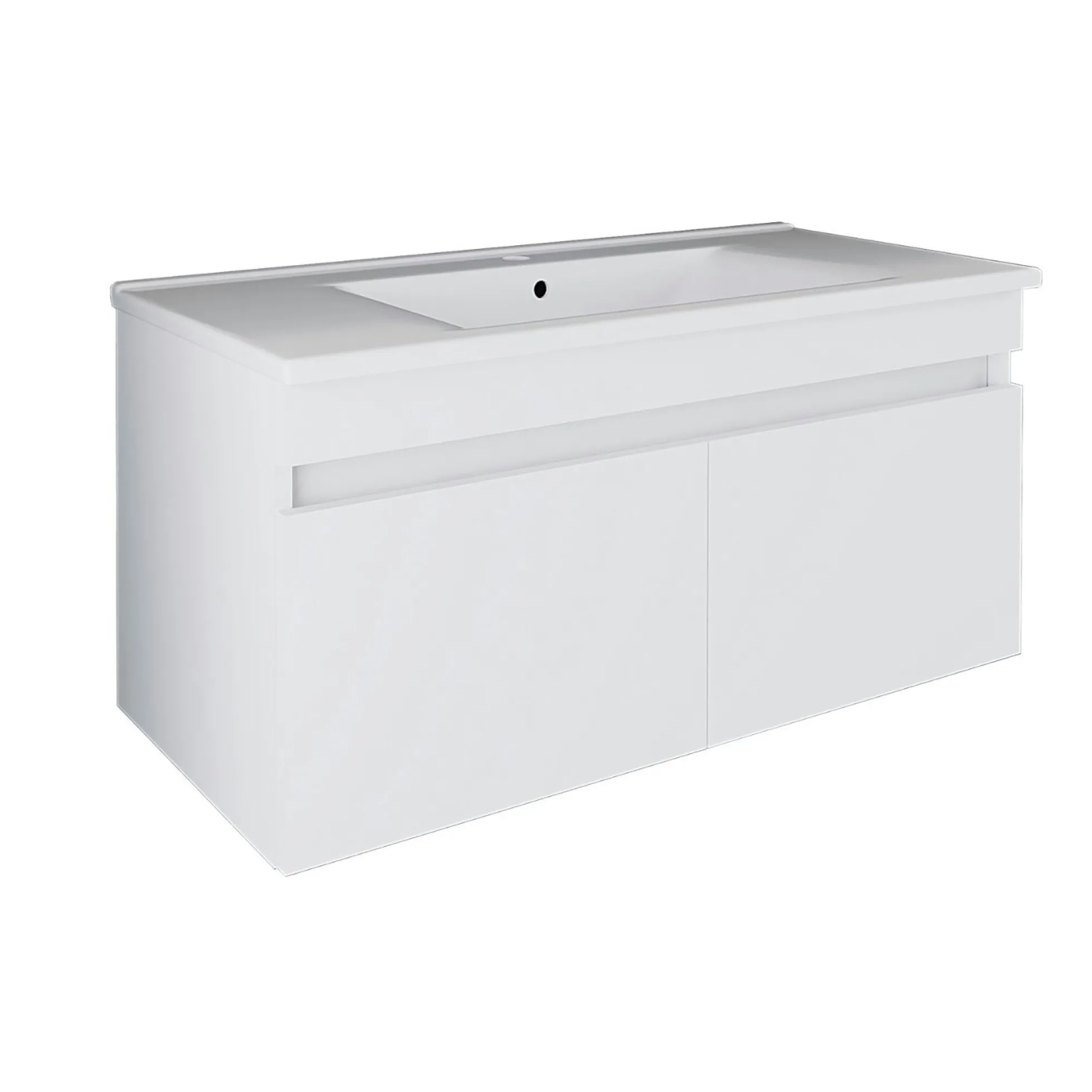 Meuble vasque 100 cm suspendu blanc 2 portes AQUO