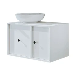 Meuble vasque rond blanc 1 tiroir 1 porte EBE