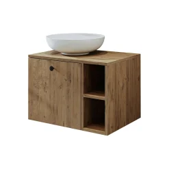Meuble vasque rond décor pin 1 tiroir RAI