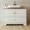 Meuble vasque salle de bains 99 cm blanc 2 portes 1 tiroir DOUNA