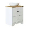 Meuble vasque salle de bains 60 cm blanc 2 portes 1 tiroir DOUNA