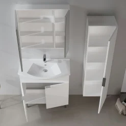 Meuble vasque salle de bains 80 cm blanc 2 portes UMI