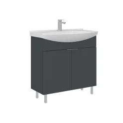 Meuble vasque salle de bains 80 cm anthracite 2 portes UMI