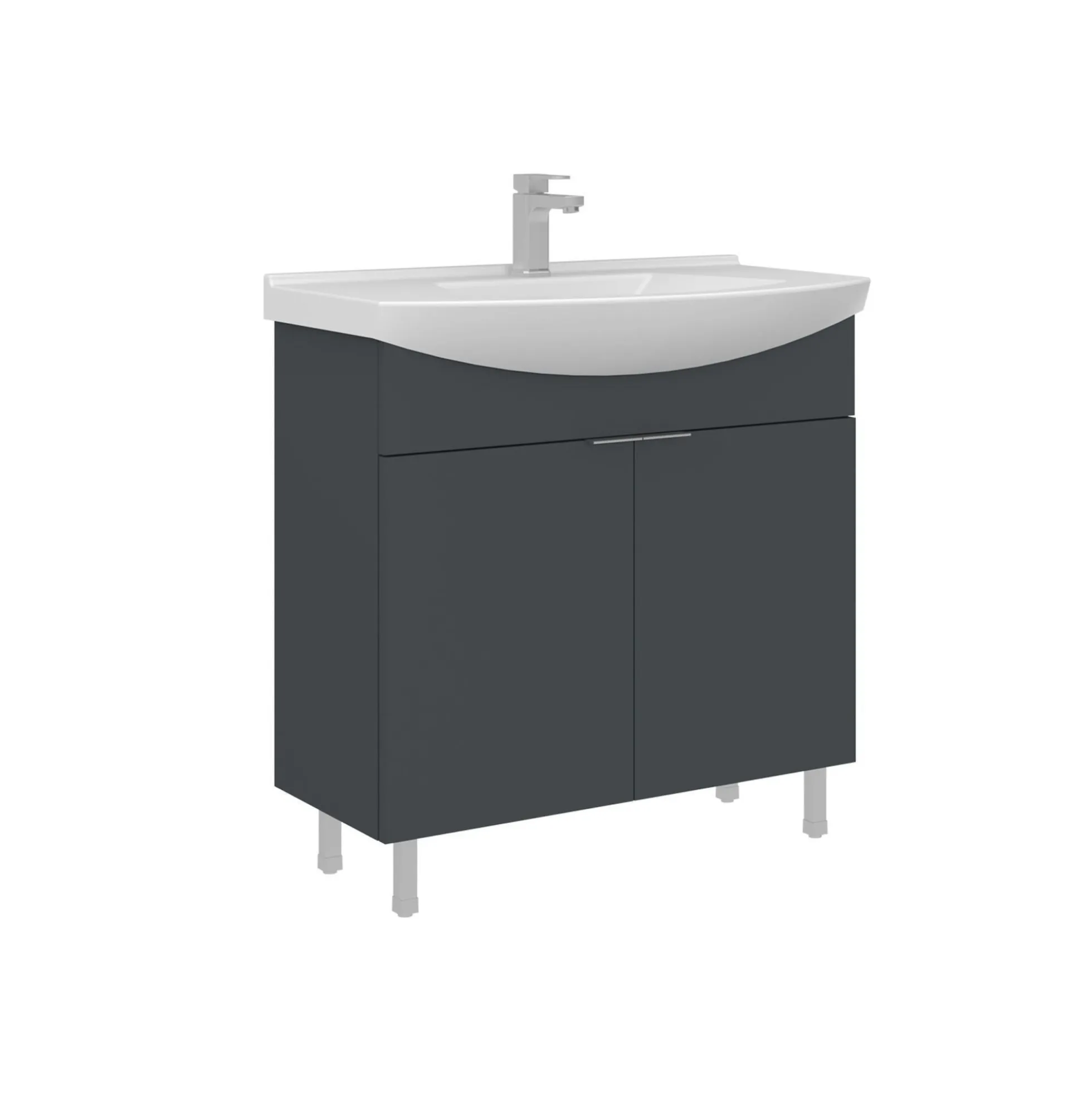 Meuble vasque salle de bains 80 cm anthracite 2 portes UMI
