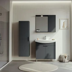 Meuble vasque salle de bains 80 cm anthracite 2 portes UMI