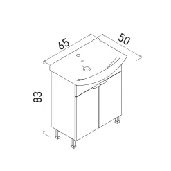 Meuble vasque salle de bains 65 cm décor chêne 2 portes UMI