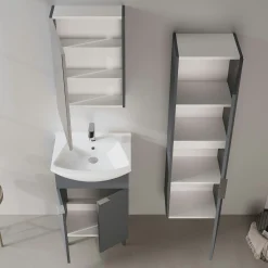 Meuble vasque salle de bains 55 cm anthracite 2 portes UMI