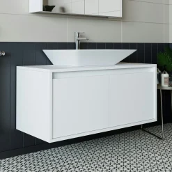 Meuble vasque suspendu blanc 2 portes FLOE