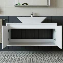 Meuble vasque suspendu blanc 2 portes FLOE